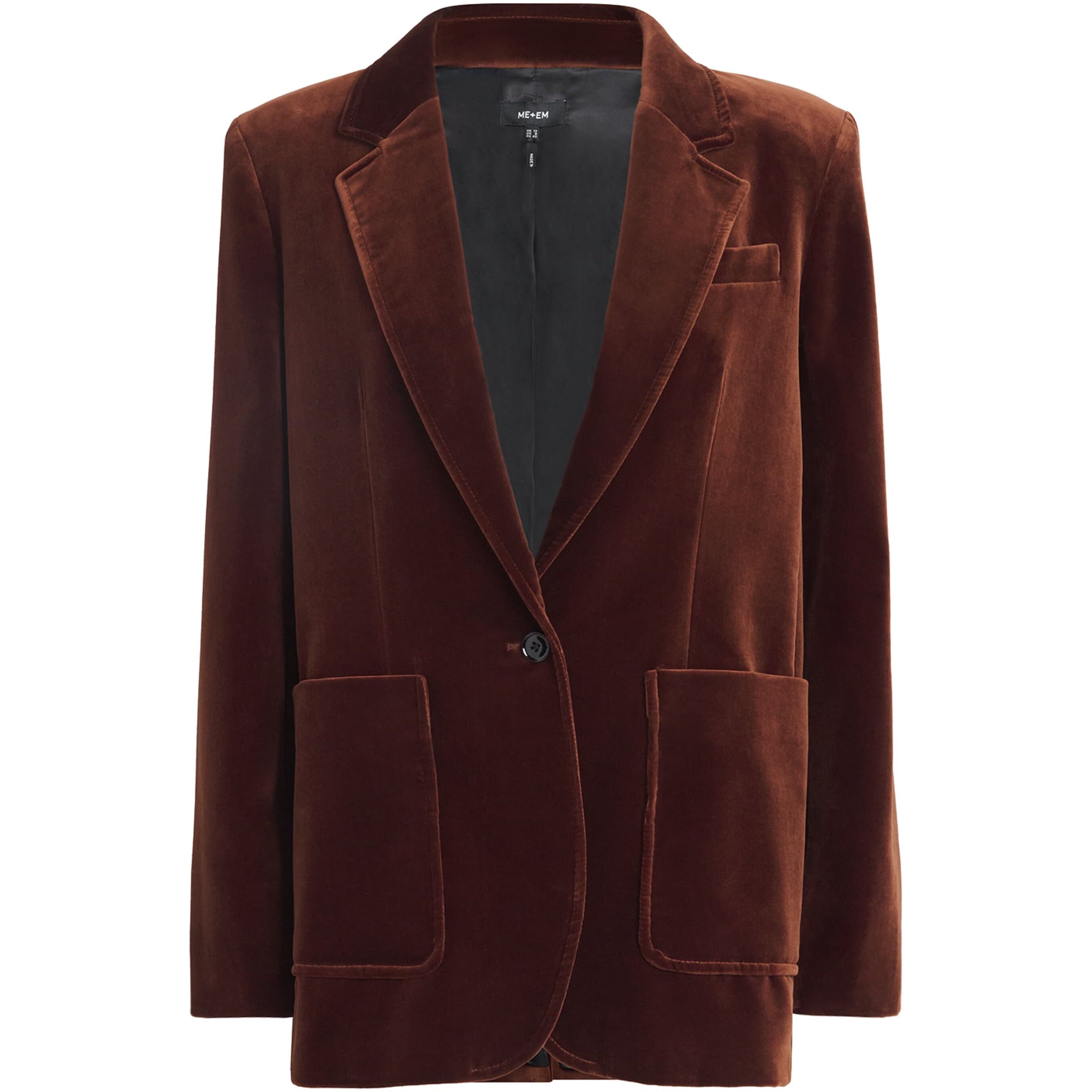 ME+EM Brown Velvet Single-Breasted Blazer