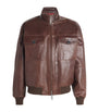 Brown Leather Bomber Jacket