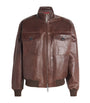 Brown Leather Bomber Jacket