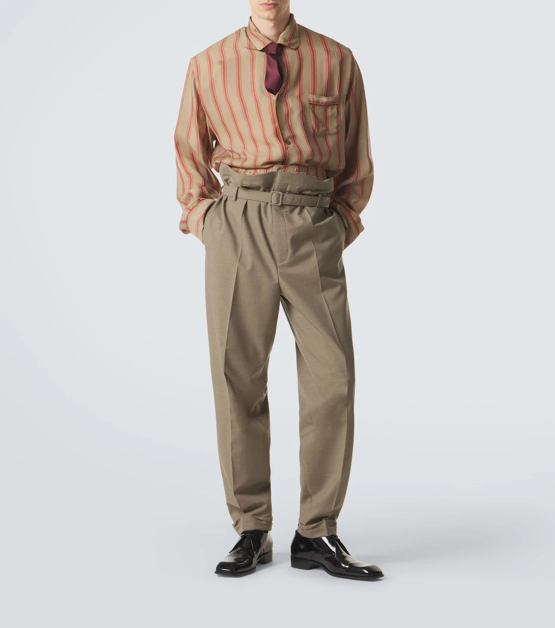 Saint Laurent - Belted wool gabardine tapered pants