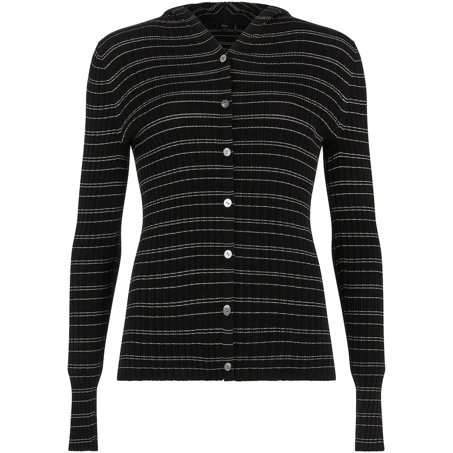 Theory Black Stripe Hooded Cardigan