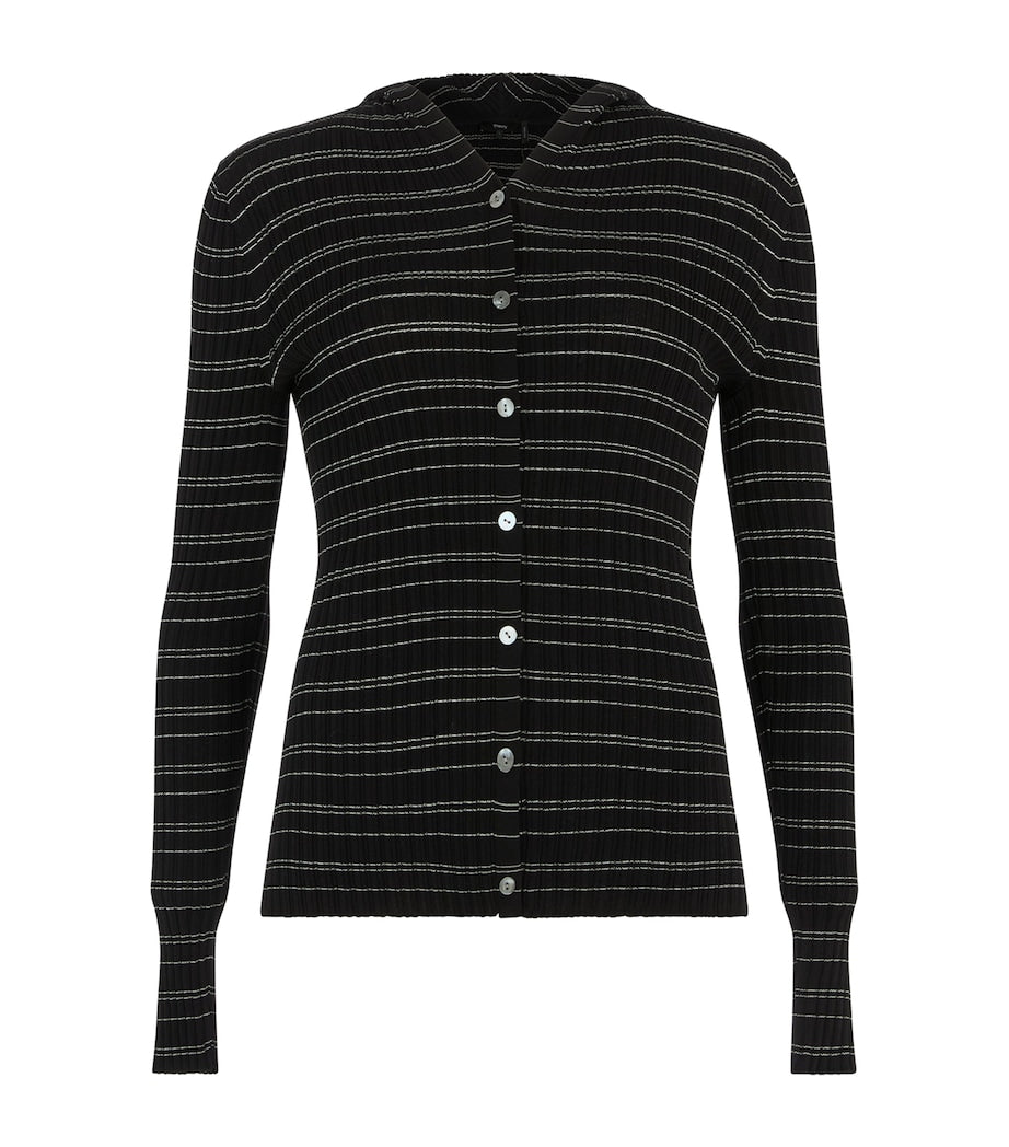 Theory Black Stripe Hooded Cardigan
