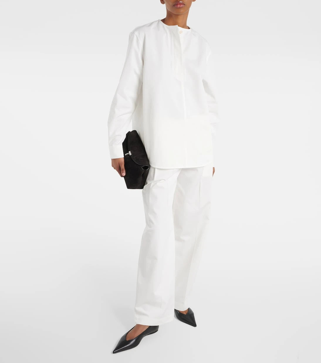 Toteme - High-rise cotton twill wide-leg pants