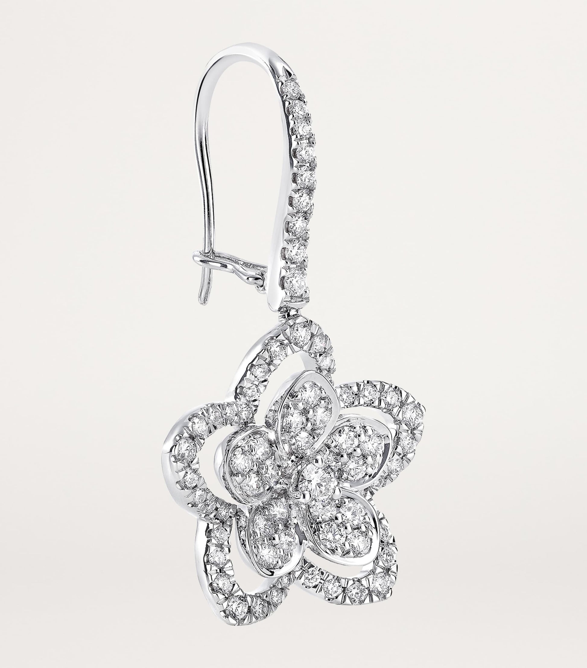 Graff White Gold and Diamond Wild Flower Earrings