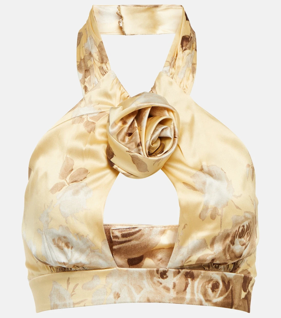 Alessandra Rich - Floral silk satin crop top