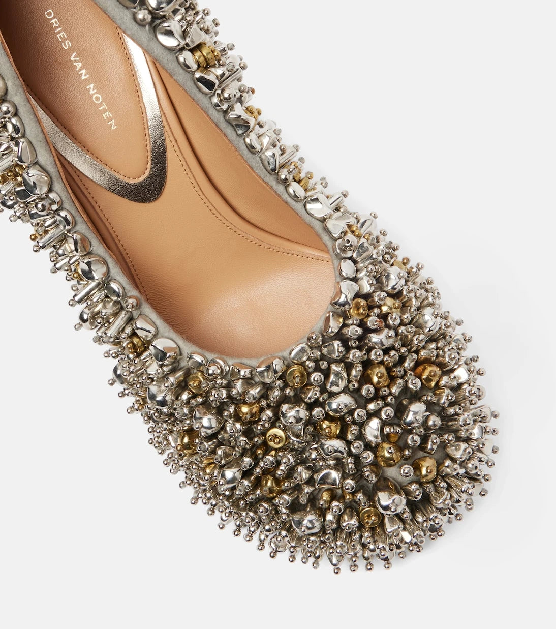 Dries Van Noten - Embellished leather-trimmed pumps
