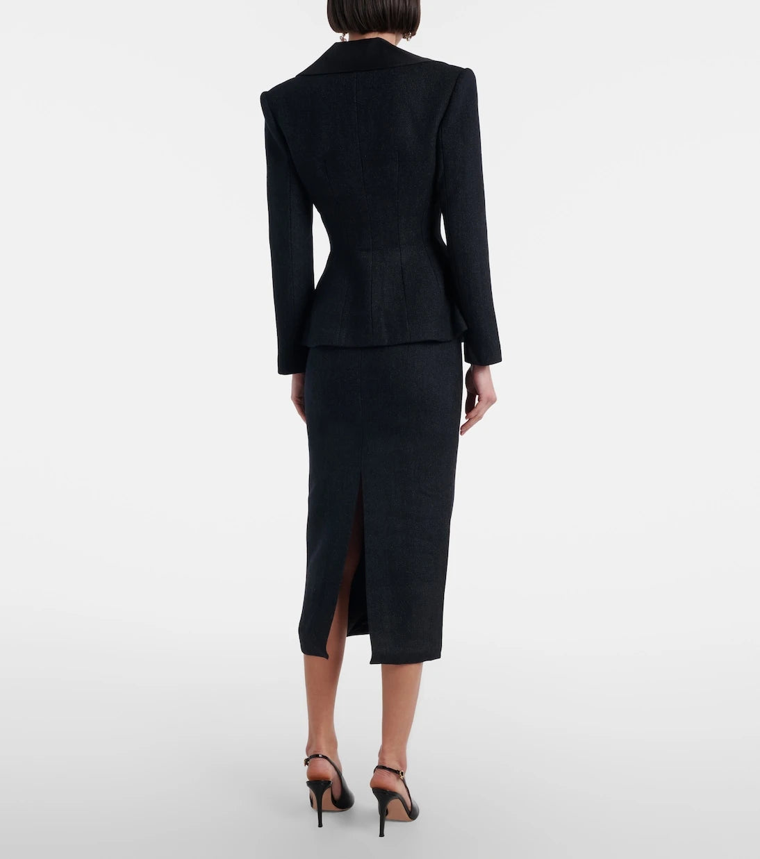 Self-Portrait - Wool-blend twill midi dress