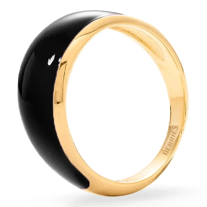 Позлатен сребърен дамски пръстен с емайл Viva Black Mini Ring
