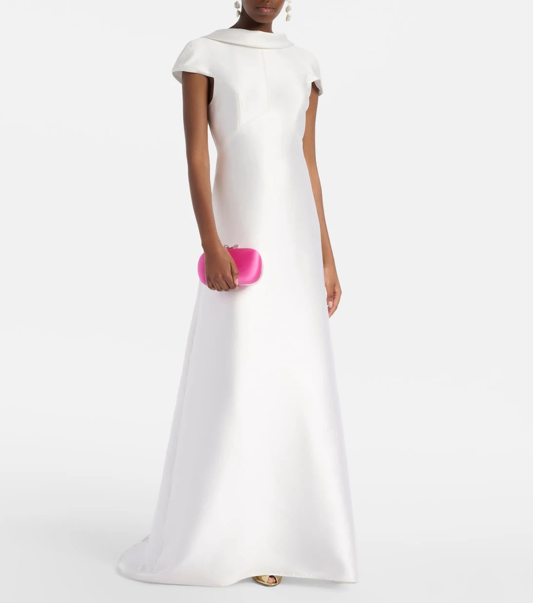 Self-Portrait - Bow embellished satin clutch