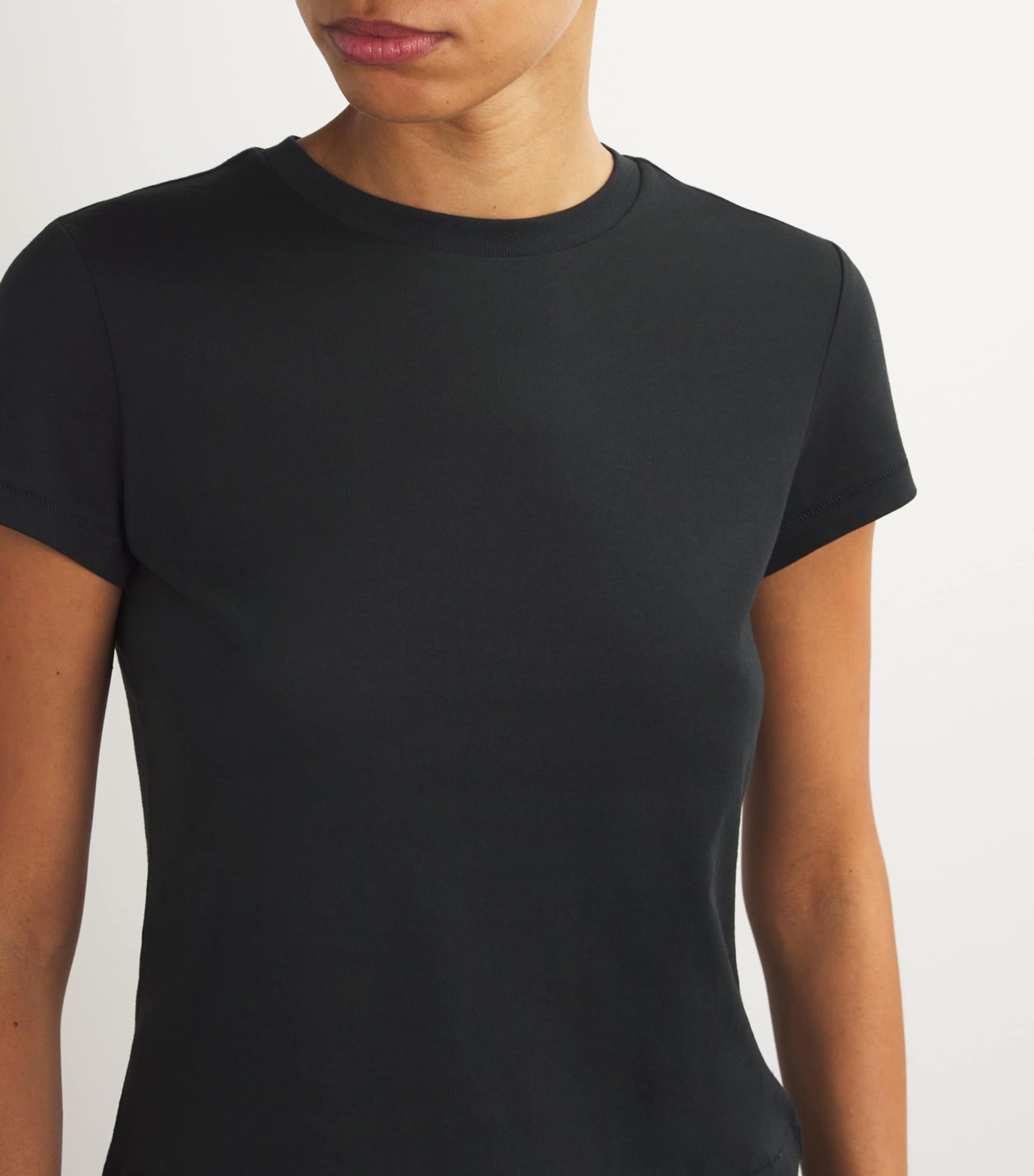 Skims Black Cotton-Blend Shrunken T-Shirt