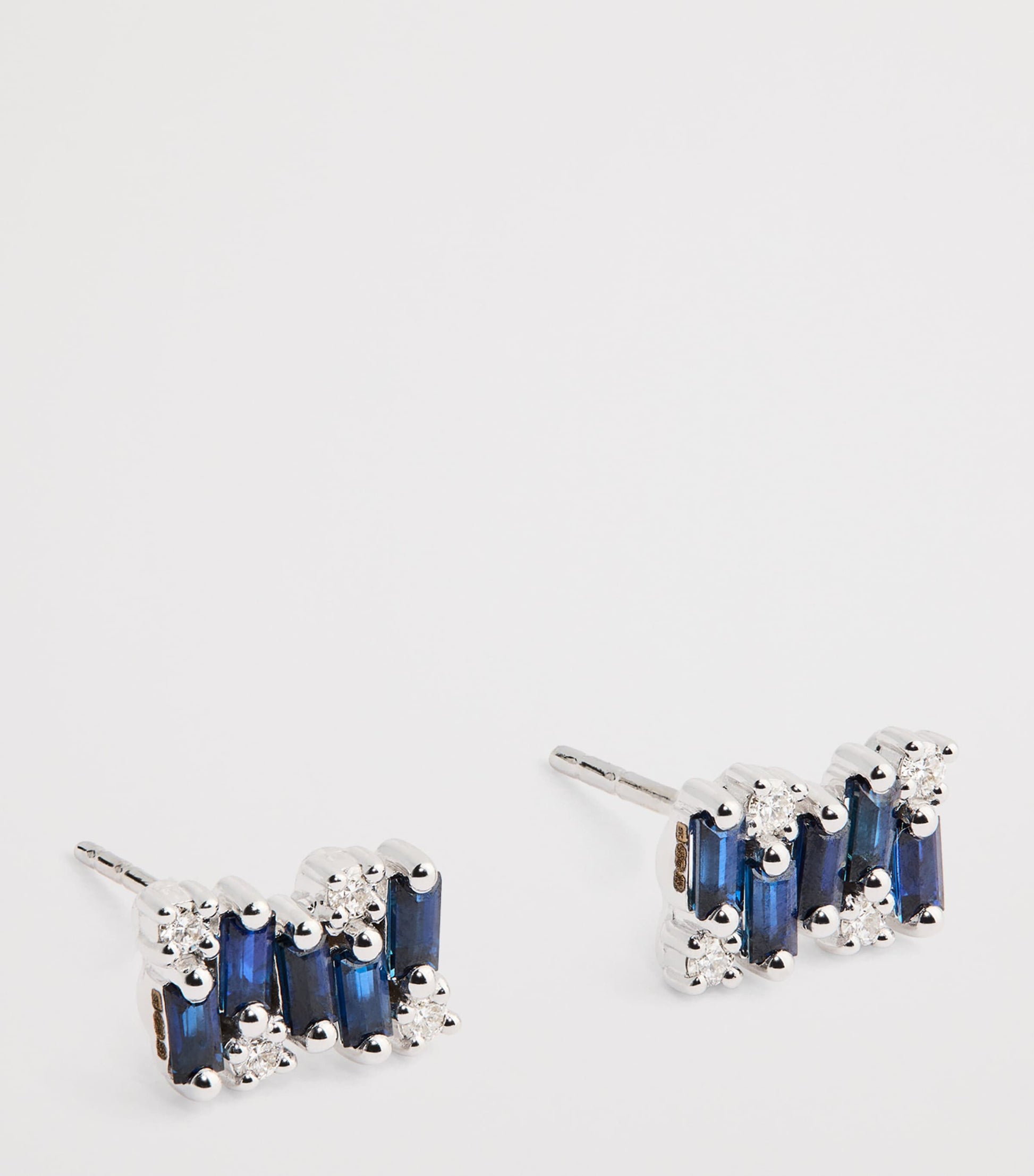 White Gold, Sapphire and Diamond Shimmer Stud Earrings