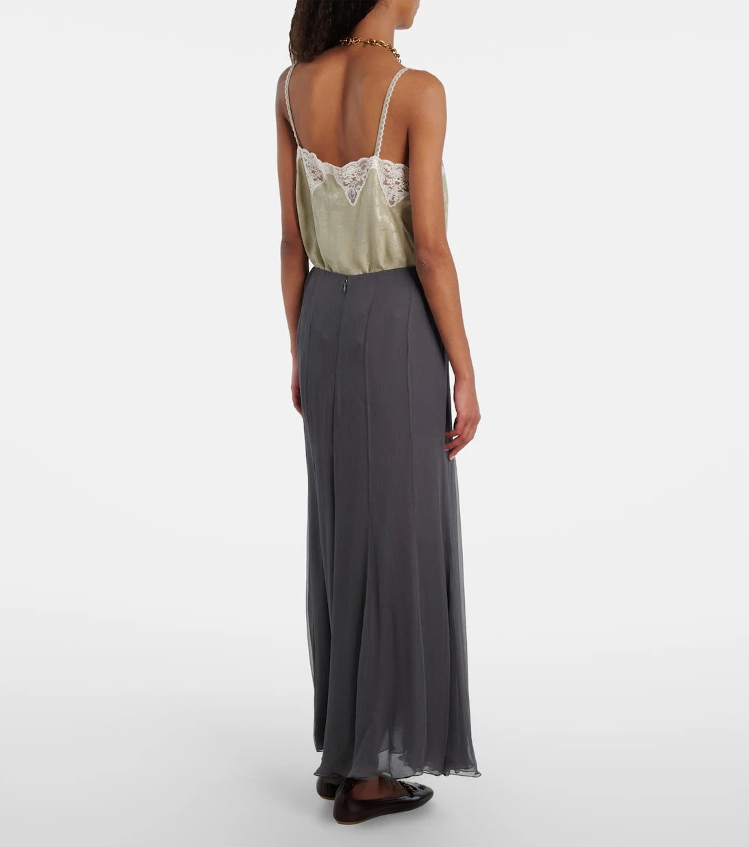 Chloé - Paneled high-rise silk muslin maxi skirt