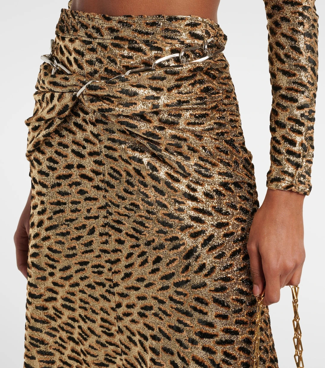 Rabanne - Tiger gathered lamé maxi skirt