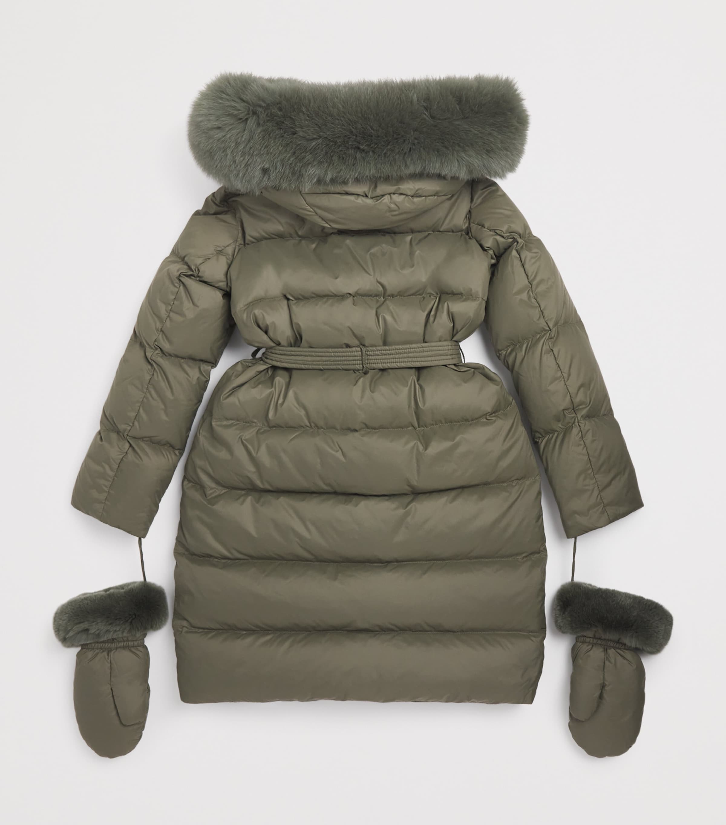 Yves Salomon Enfant Down Fur-Trim Coat with Mittens (4-14 Years)