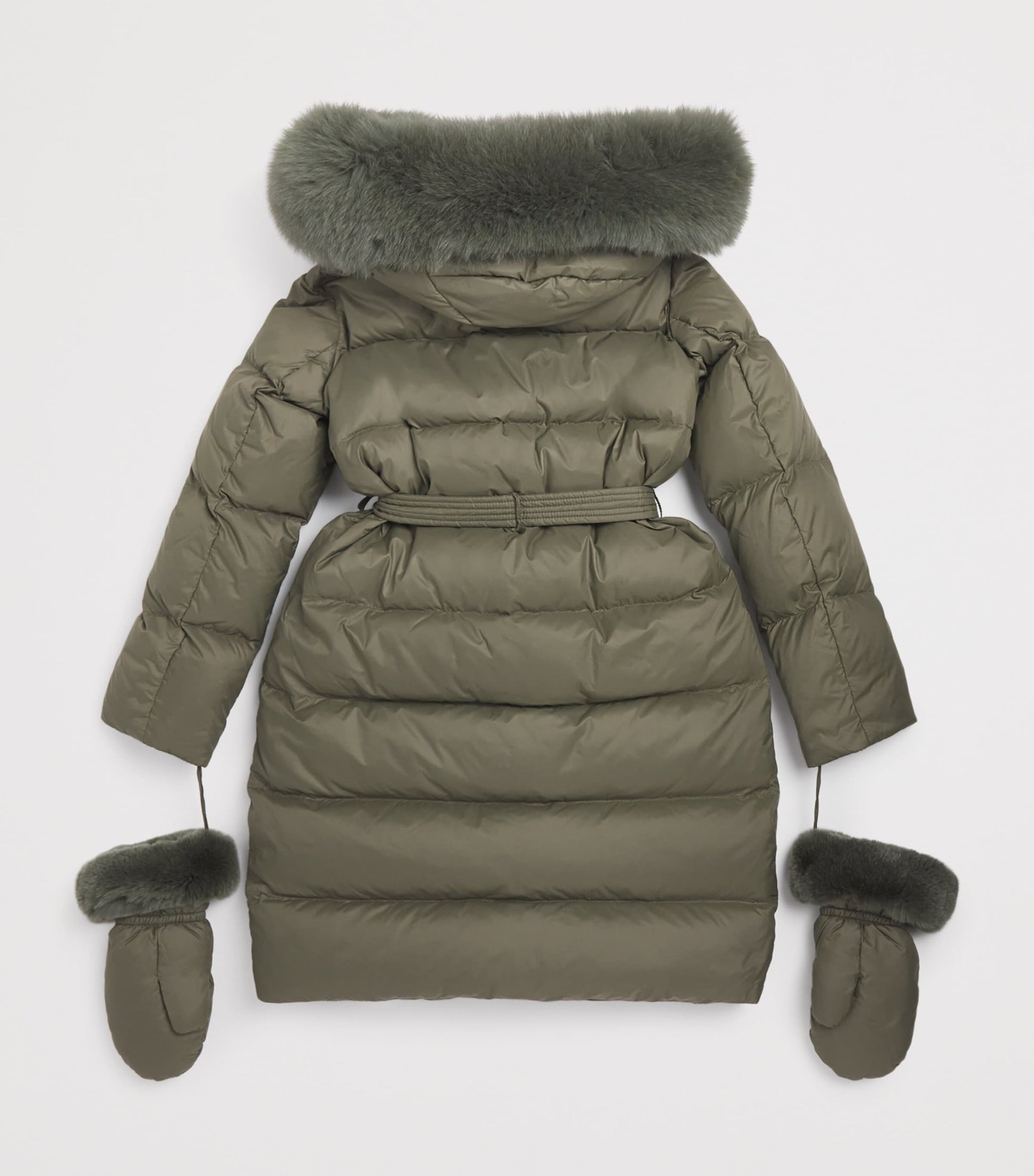 Yves Salomon Enfant Down Fur-Trim Coat with Mittens (4-14 Years)