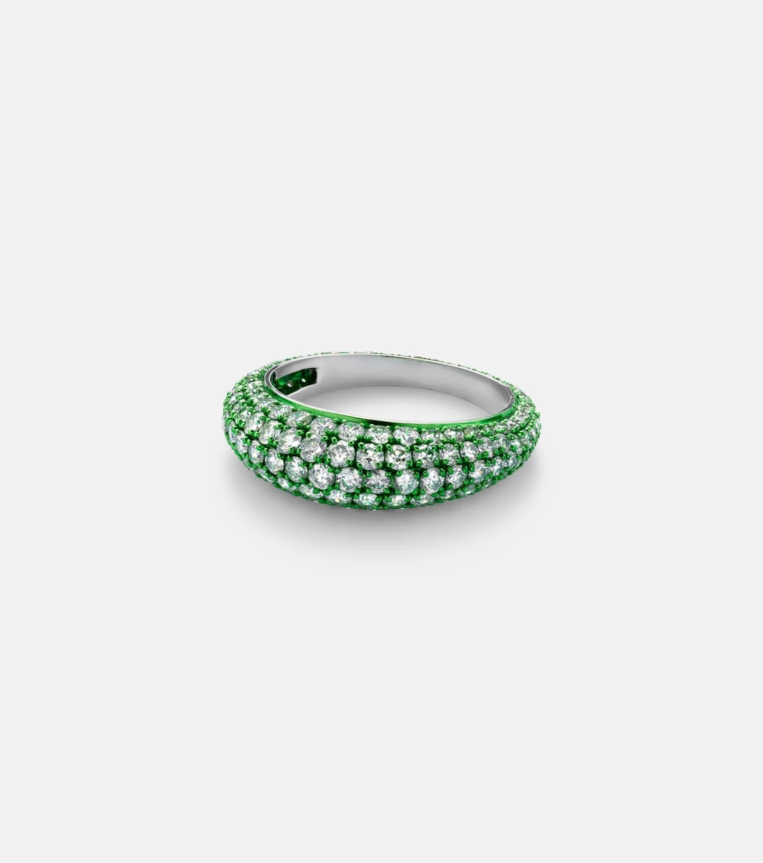 Kamyen - Lime Disco 18kt white gold ring with diamonds
