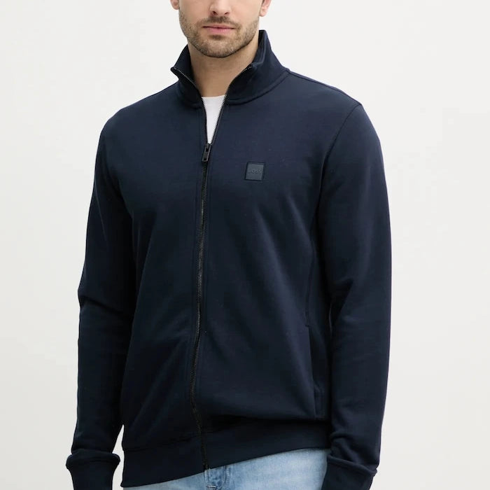 BOSS Orange pamuklu erkek fermuarlı sweatshirt Zestart