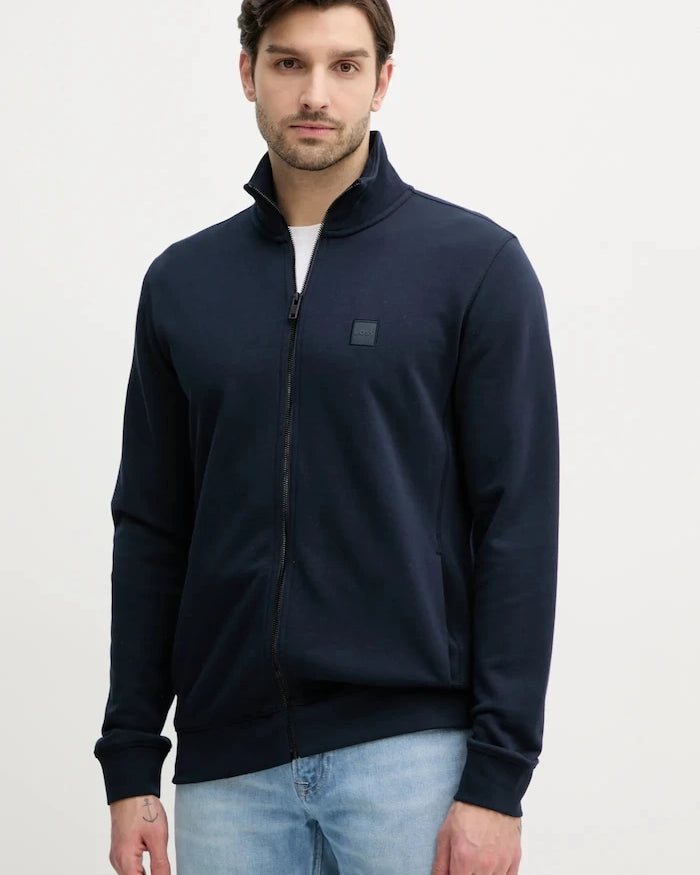 BOSS Orange pamuklu erkek fermuarlı sweatshirt Zestart