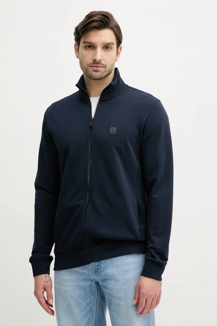 BOSS Orange pamuklu erkek fermuarlı sweatshirt Zestart