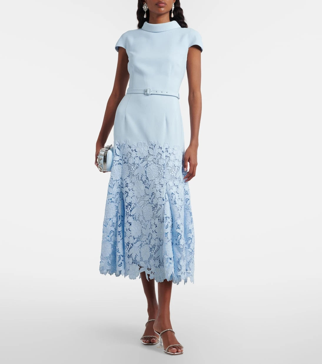 Self-Portrait - Belted lace midi dress