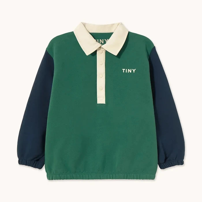 Çocuklar için pamuklu uzun kollu bluz COLOR BLOCK POLO SLEEVE TEE