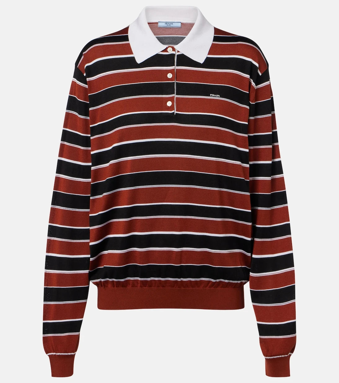Prada - Striped silk polo shirt