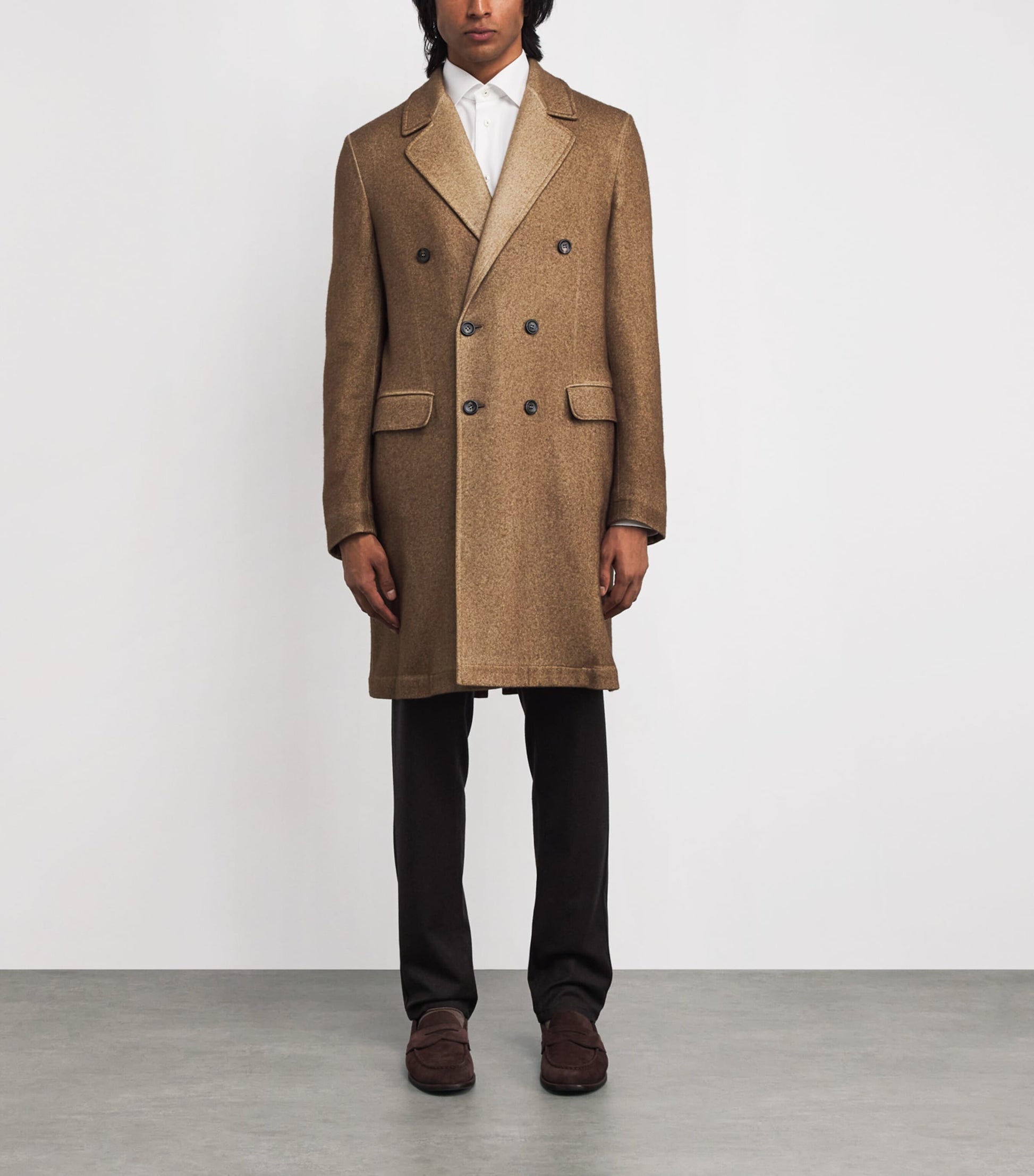 Brown Cashmere-Silk Overcoat