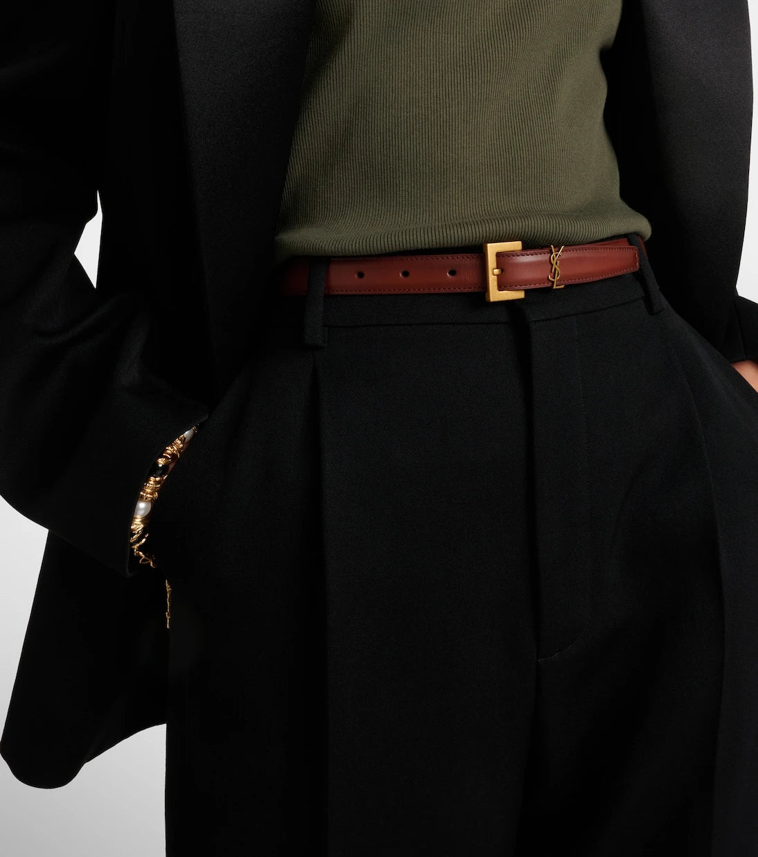 Saint Laurent - Cassandre leather belt