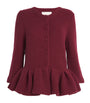 Burgundy Cashmere Peplum Cardigan
