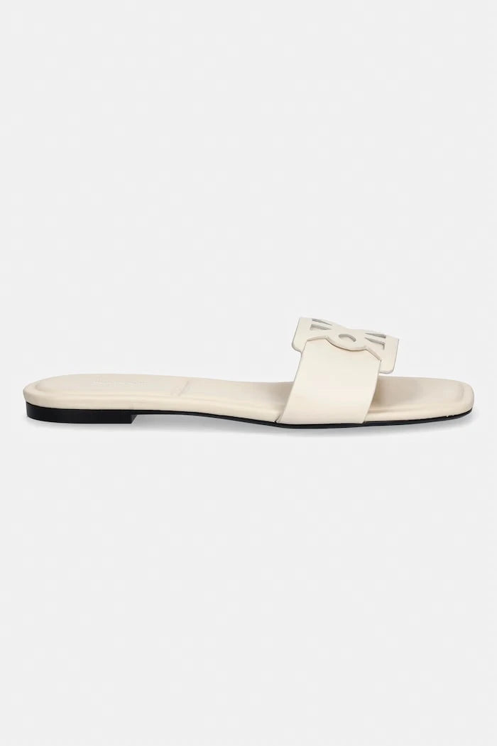 Calvin Klein kadın deri terlik SQUARE FLAT SANDAL EMBLEM