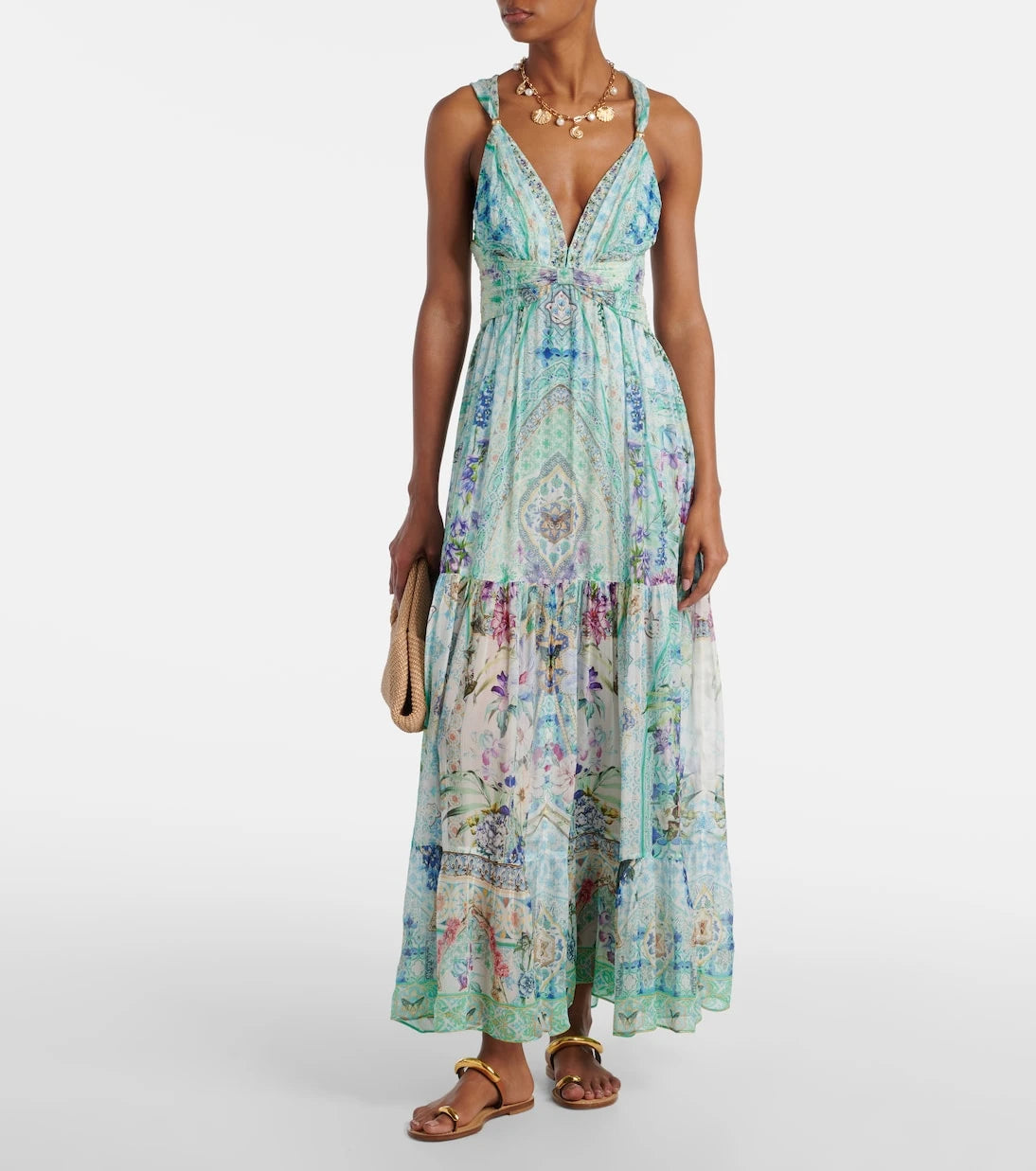 Camilla - Crystal-embellished silk maxi dress
