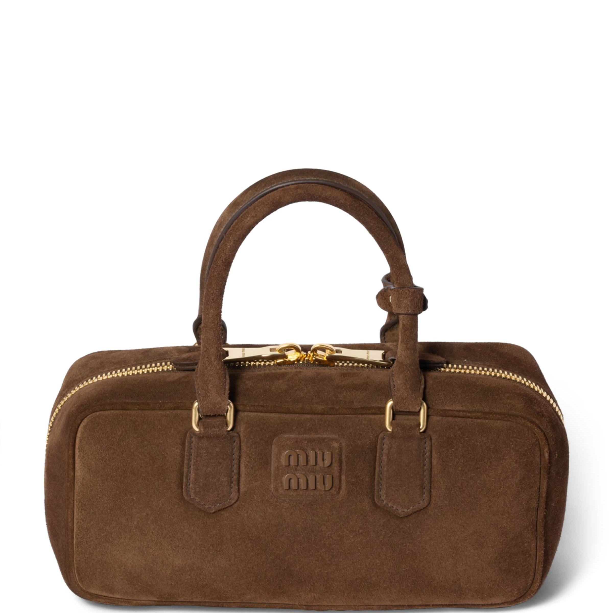 Miu Miu Brown Suede Arcadie Top-Handle Bag