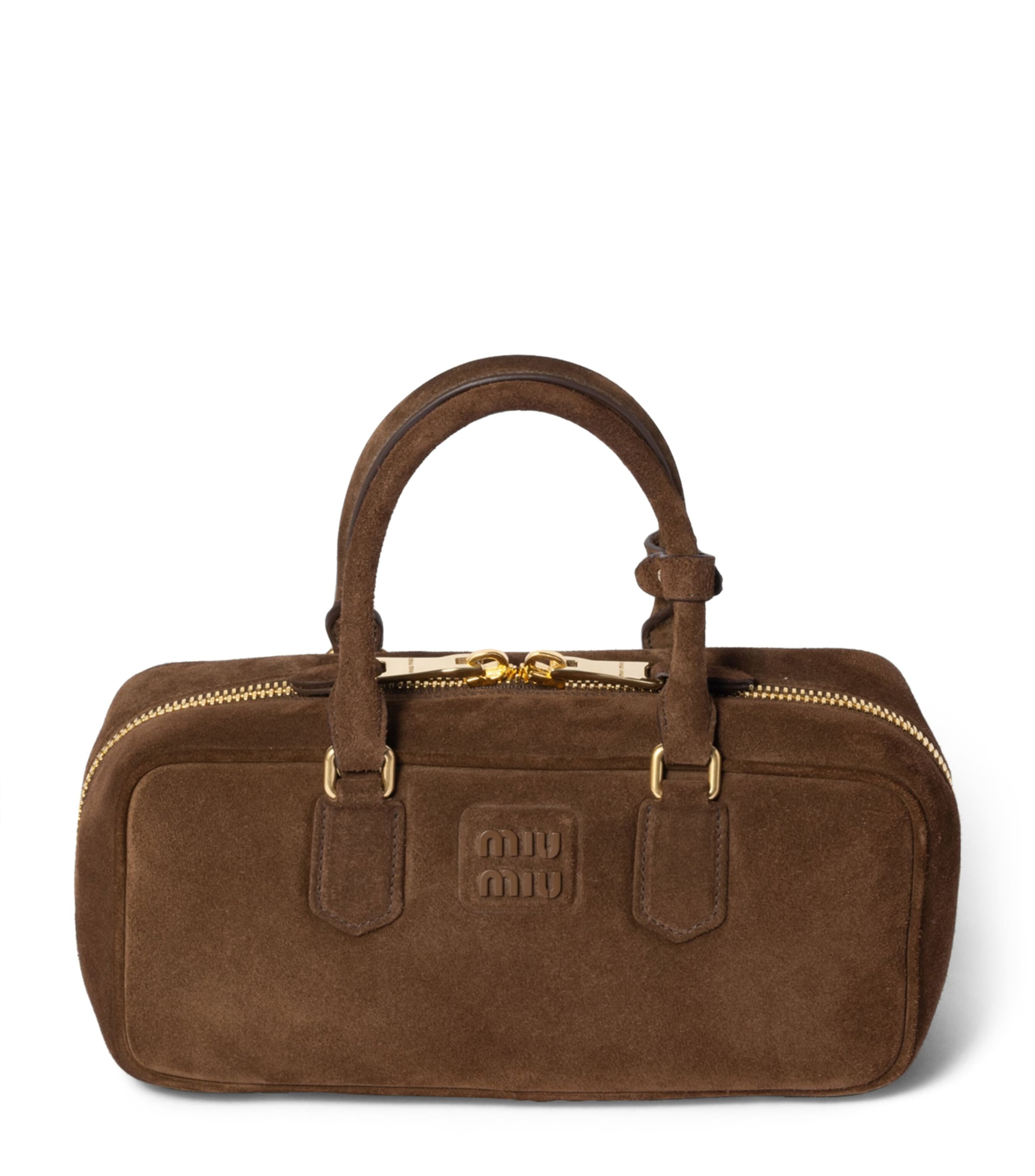 Miu Miu Brown Suede Arcadie Top-Handle Bag