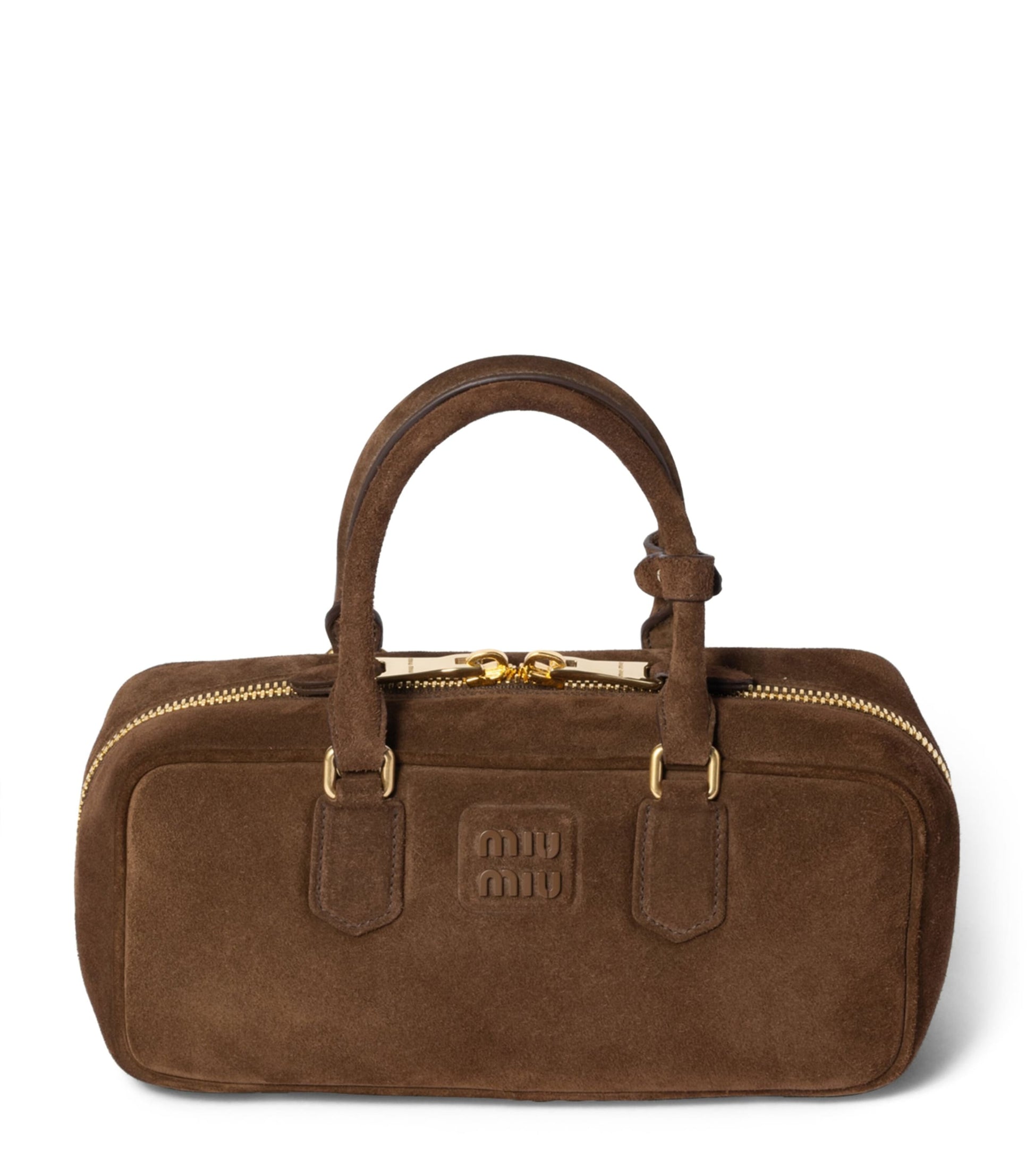Miu Miu Brown Suede Arcadie Top-Handle Bag