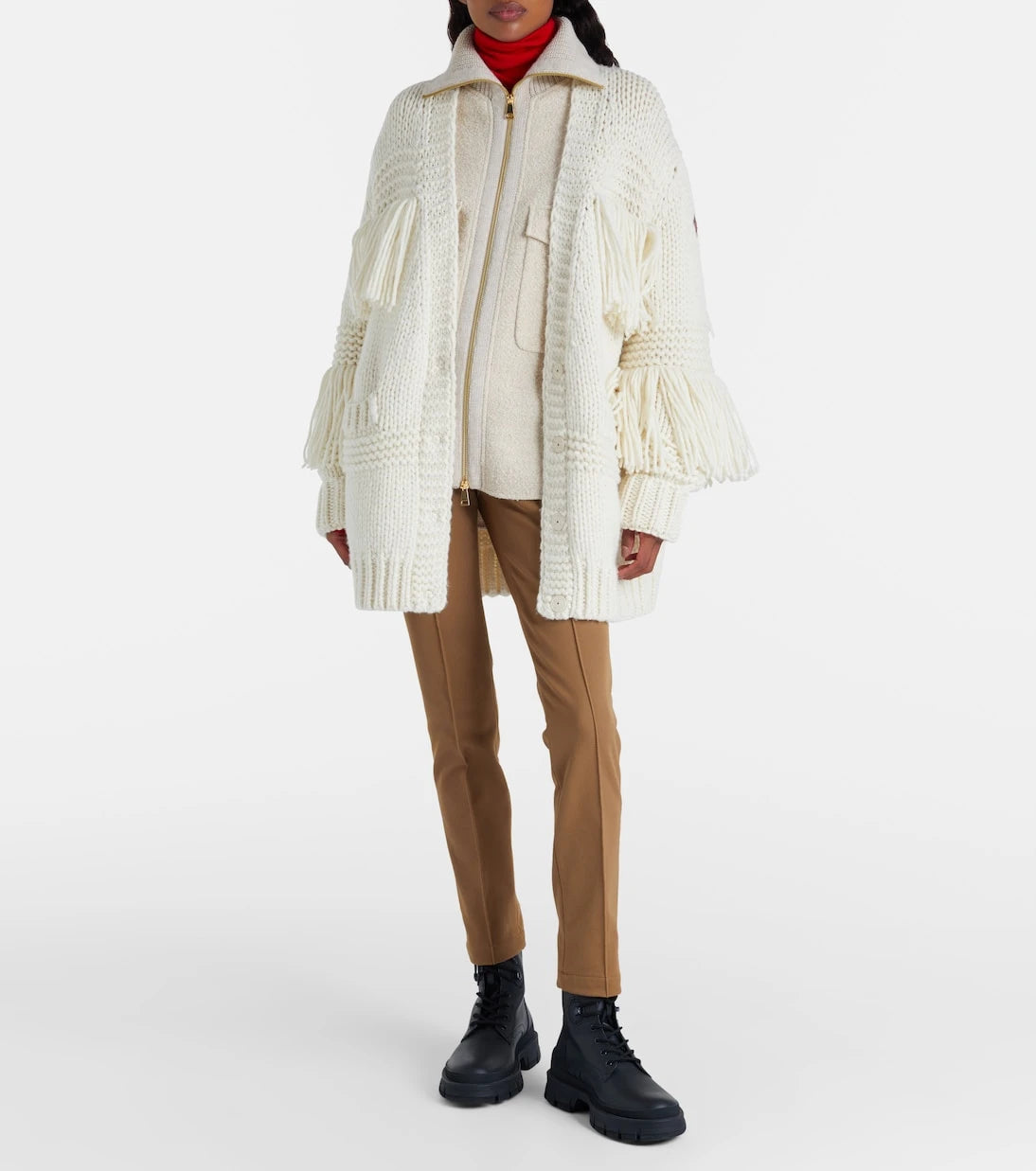Moncler Grenoble - Fringed wool-blend cardigan