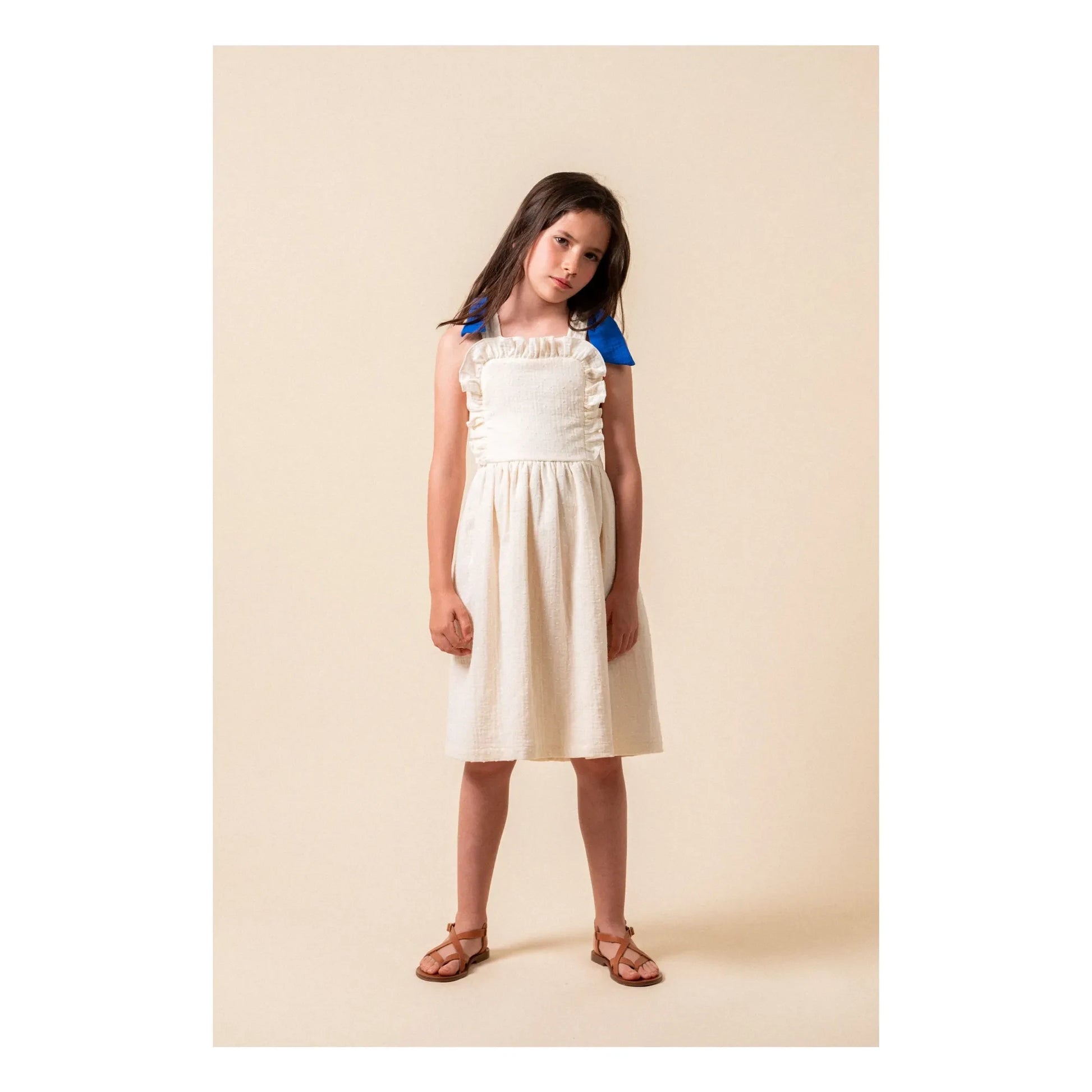 birinit - Plumetis Organic Cotton Midi Dress | Ivory
