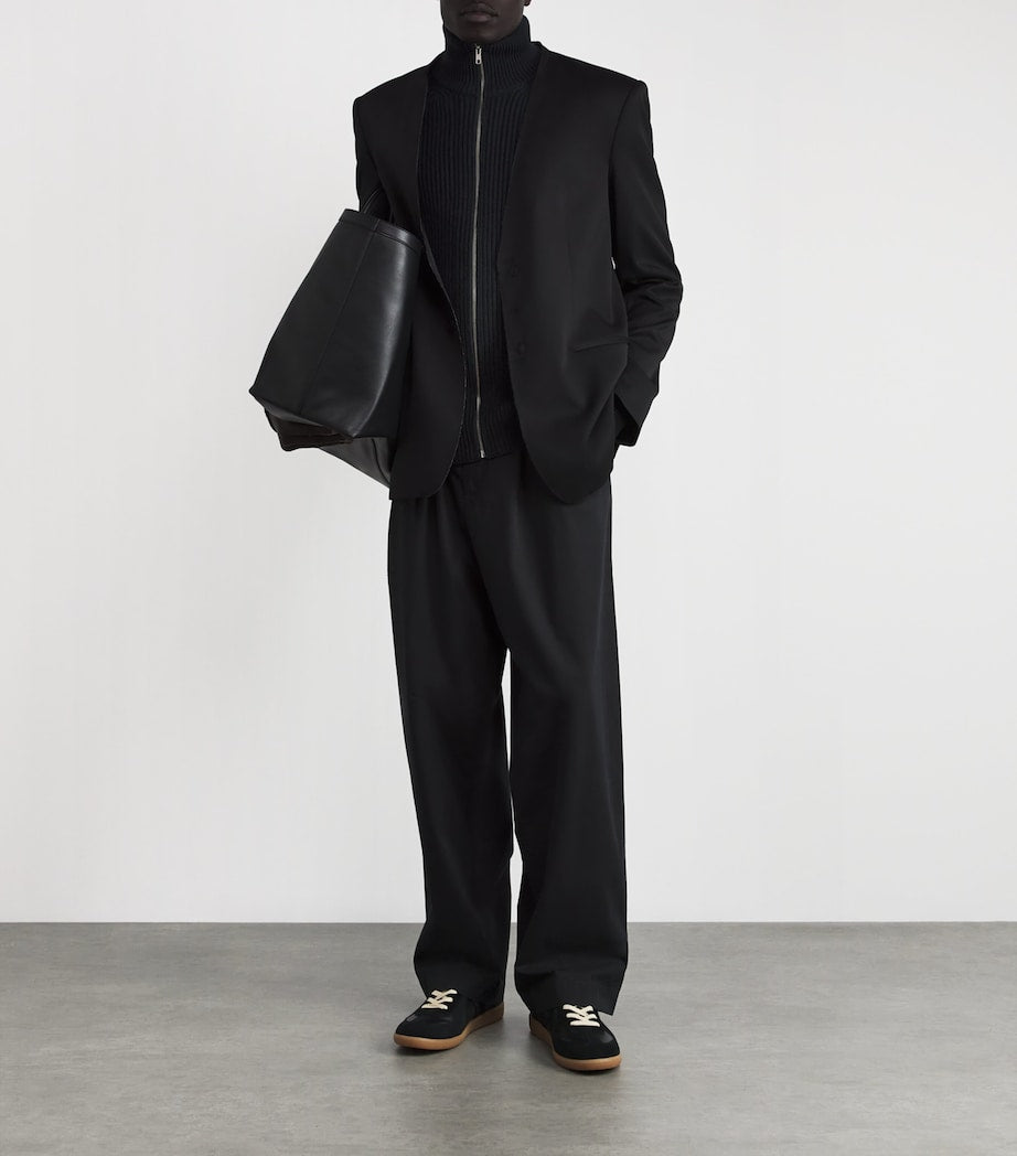 MM6 Maison Margiela Black Rib-Knit Zip-Up Cardigan