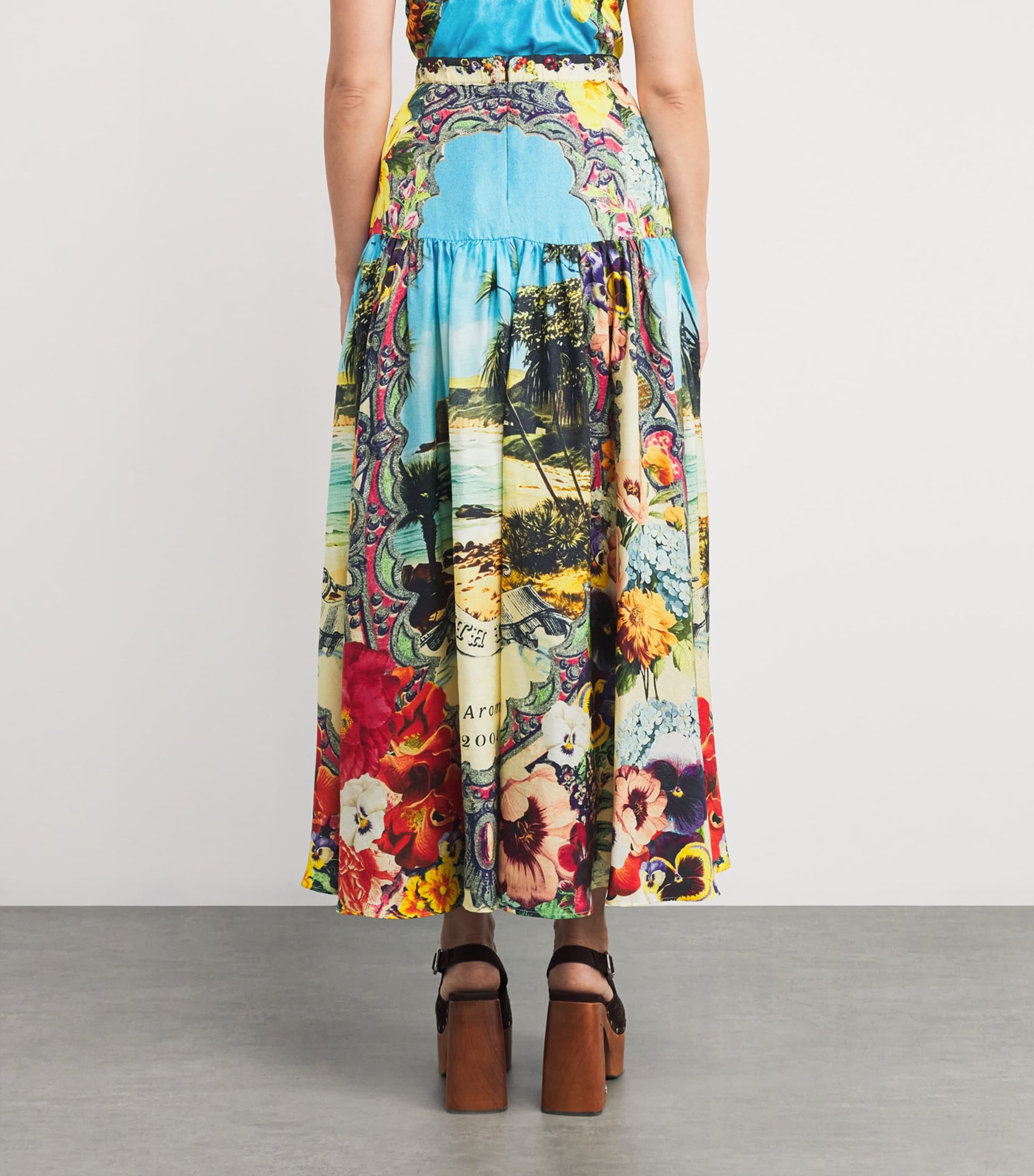 Camilla Multi Silk Bathing Bombshell Maxi Skirt
