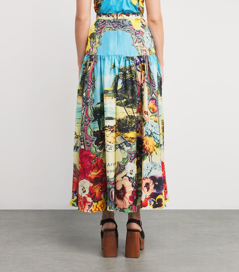 Camilla Multi Silk Bathing Bombshell Maxi Skirt