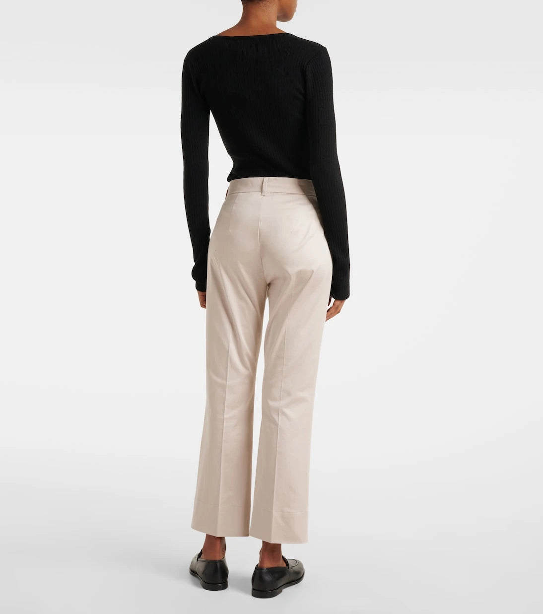 'S Max Mara - بنطال Felice بقصة أرجل واسعة من مزيج القطن