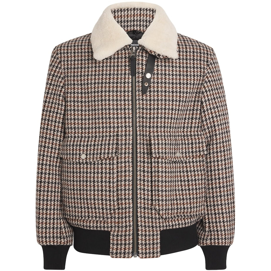 Mackage Grey Wool-Blend Houndstooth Rhett-HT Bomber Jacket