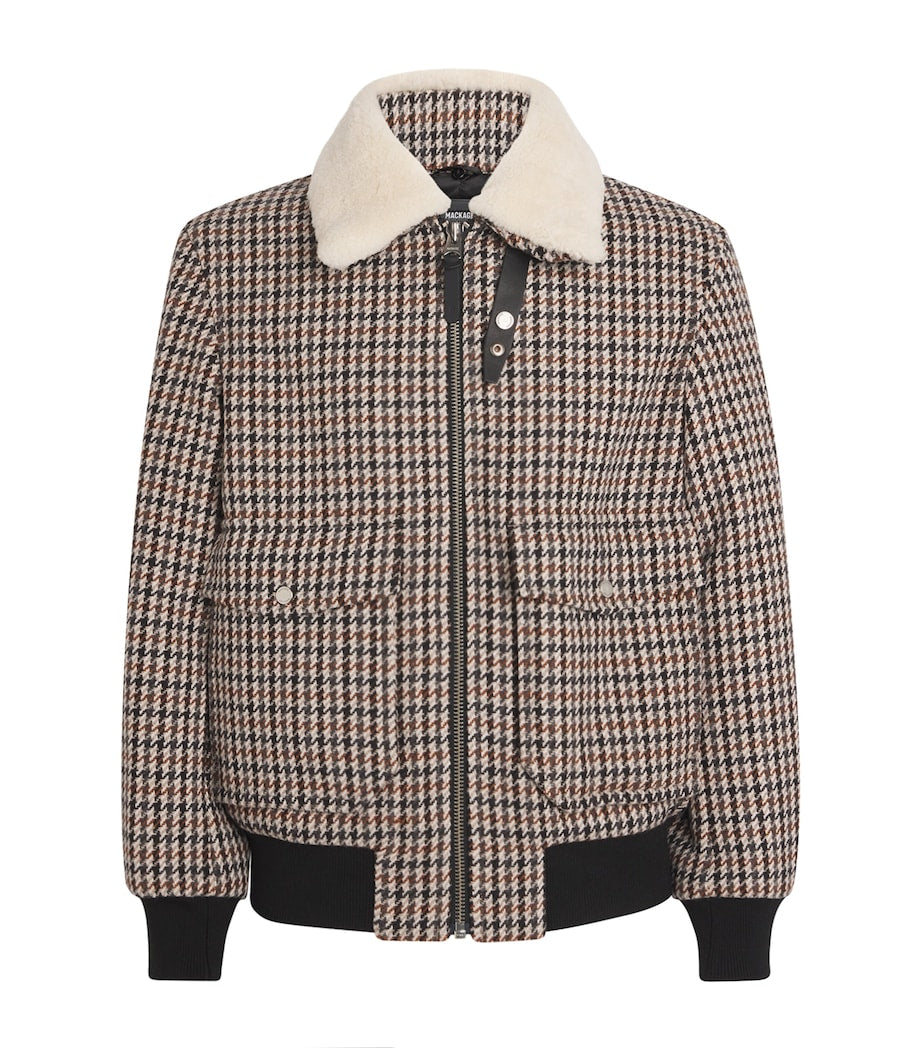 Mackage Grey Wool-Blend Houndstooth Rhett-HT Bomber Jacket