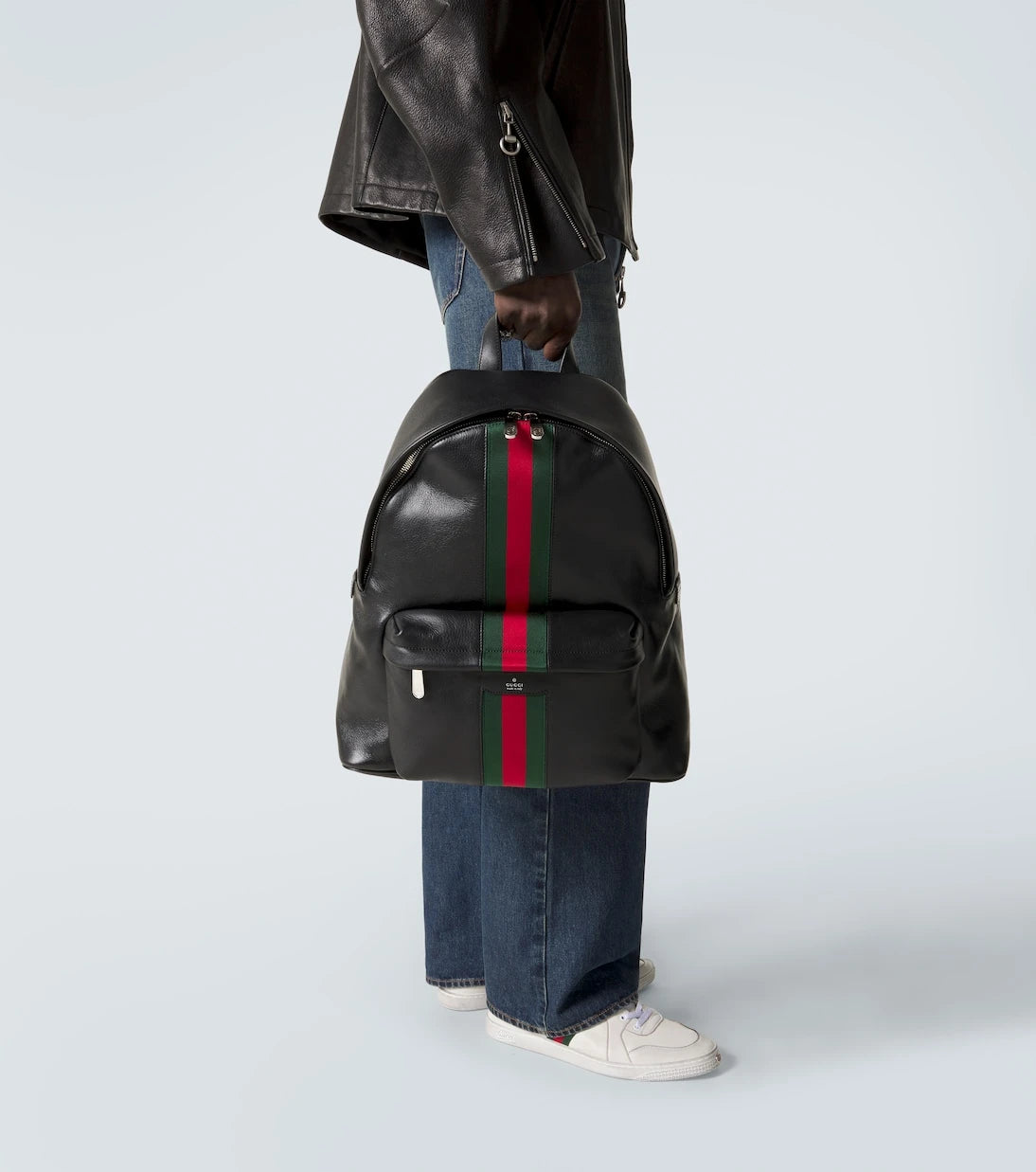 Gucci - Web Stripe leather backpack