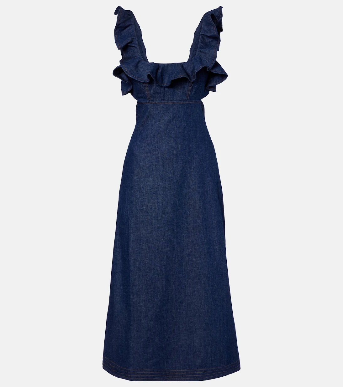 Zimmermann - Aster ruffled denim midi dress
