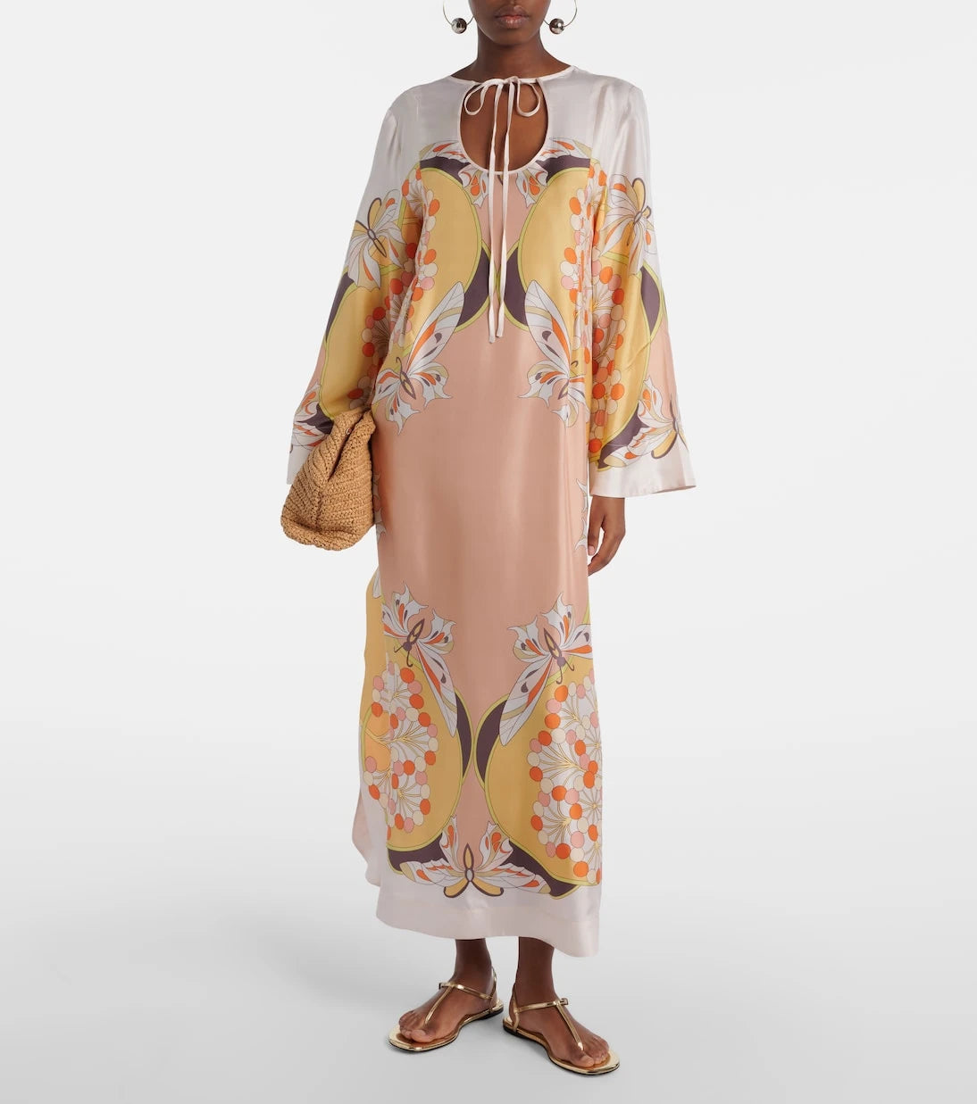 La DoubleJ - Twin Flame printed silk twill maxi dress