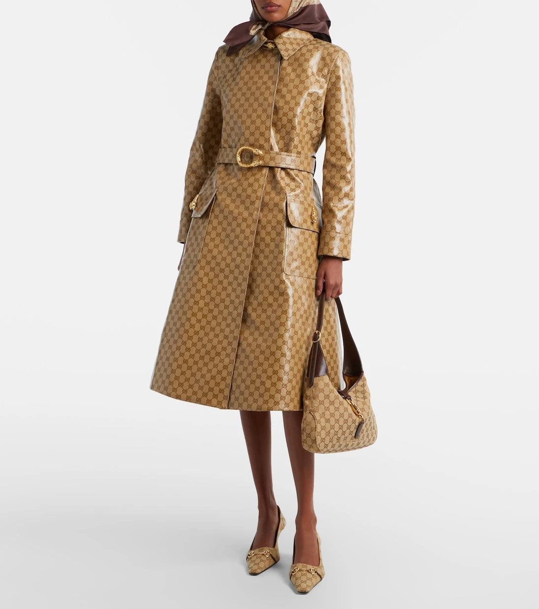 Gucci - GG Canvas belted coat