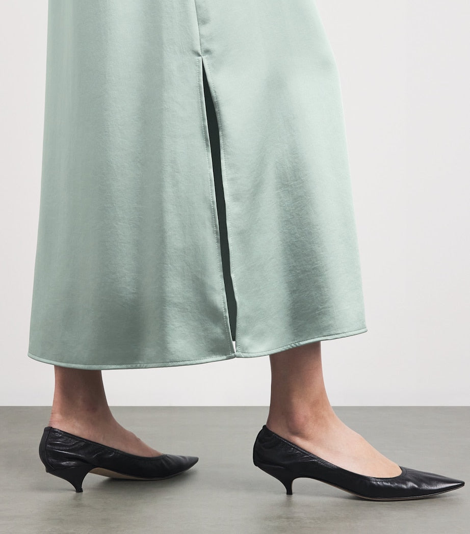 Weekend Max Mara Green Satin Midi Skirt