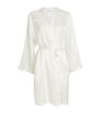 Marjolaine Ivory Silk Lace-Trim Robe