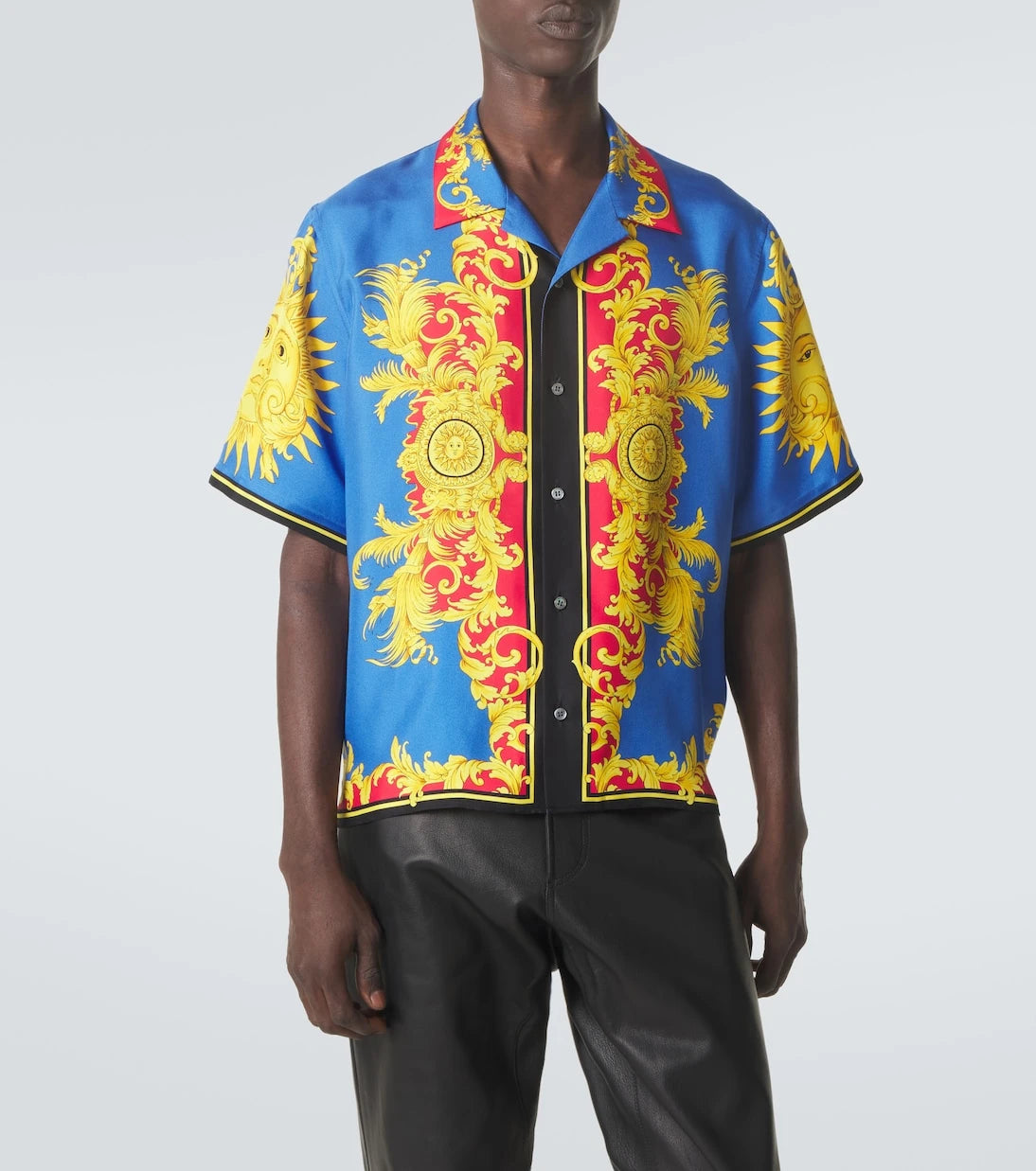 Versace - Baskılı ipek bowling gömleği