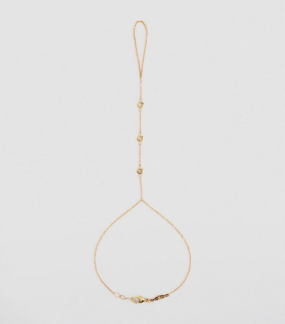 Yellow Gold and Diamond Spaced Out Finger Bracelet